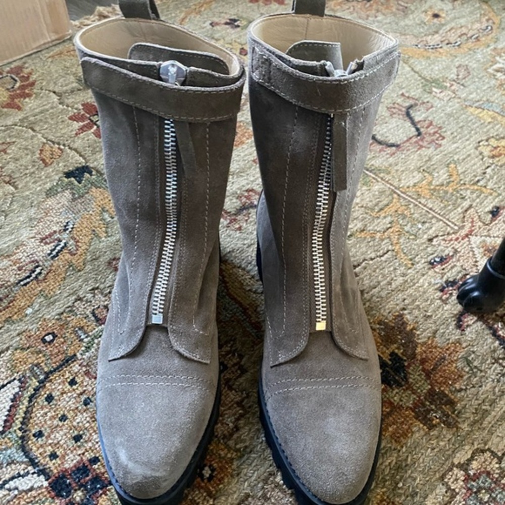 Theory Suede Moto Boots
